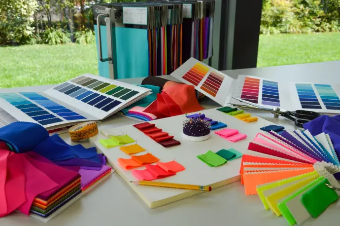 Fabric and textile palettes for fashion mood board and design inspiration