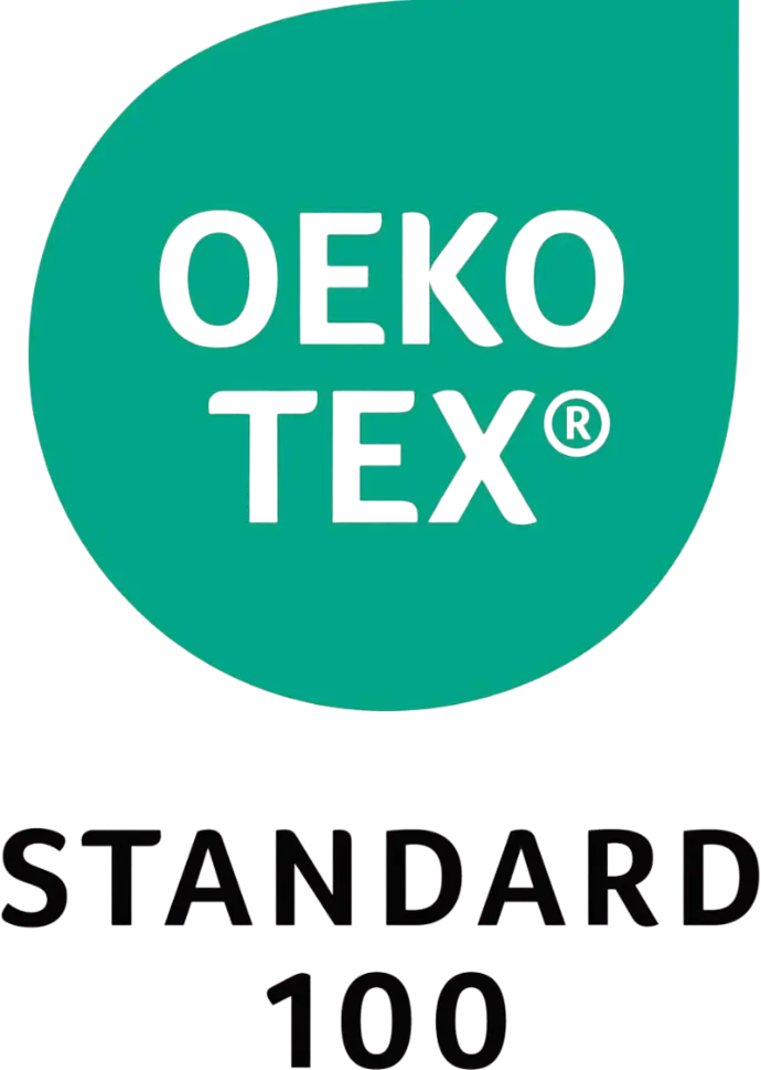 OEKO-TEX Standard 100 certified logo indicating tested and safe textiles