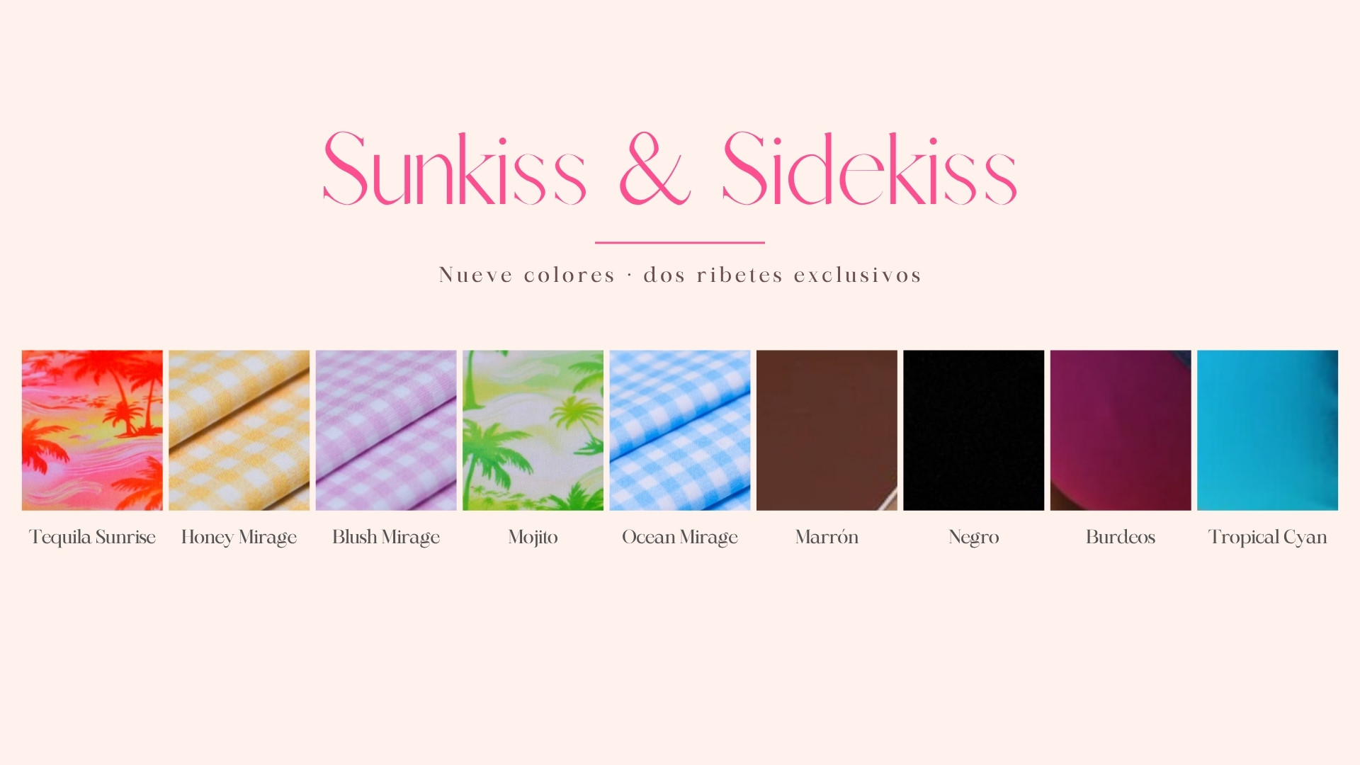 Carta de colores del conjunto bikini Sunkiss & Sidekiss: nueve colores