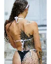 Black high cut thong bikini set – back view